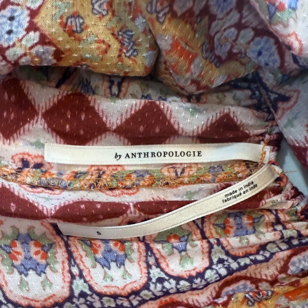 Anthropologie Multi-Color Printed Dress with Rust and Lavender Accents